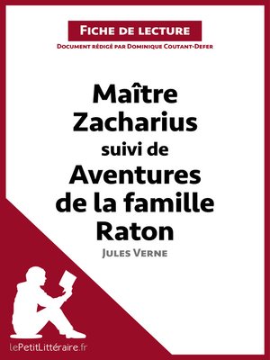 cover image of Maitre Zacharius suivi de Aventures de la famille Raton de Jules Verne (Fiche de lecture)